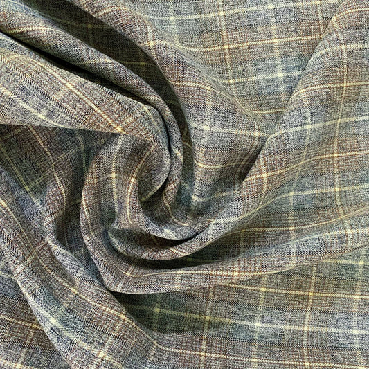 Tattersall Cotton/Poly Tartan- Grey/Brown