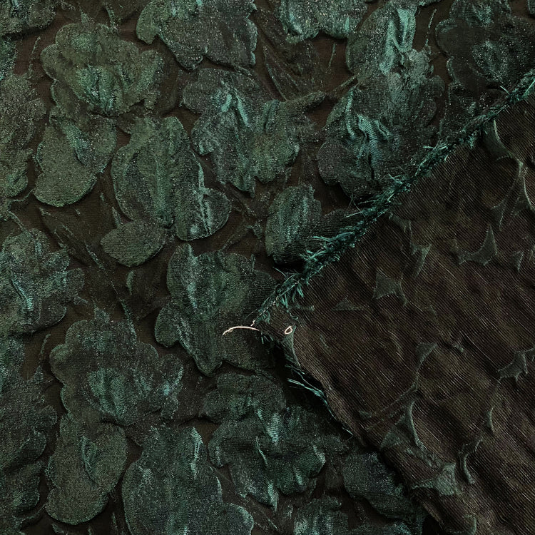 Gilded Rose Cloqué Brocade - Dark Green / Black