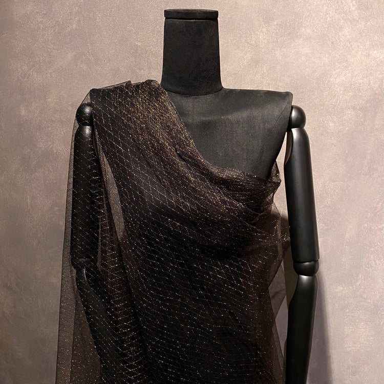 Metallic Diamond Hatch Mesh - Black/Gold