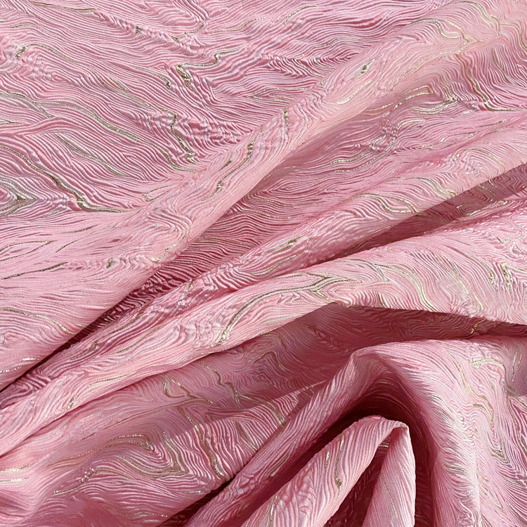 Contour Wave Brocade - Pink/Silver Metallic