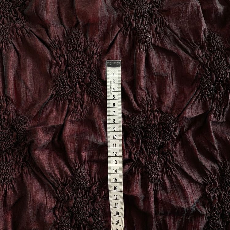 Abstract Smocked Flowers - Chiffon on Satin - Black/Red