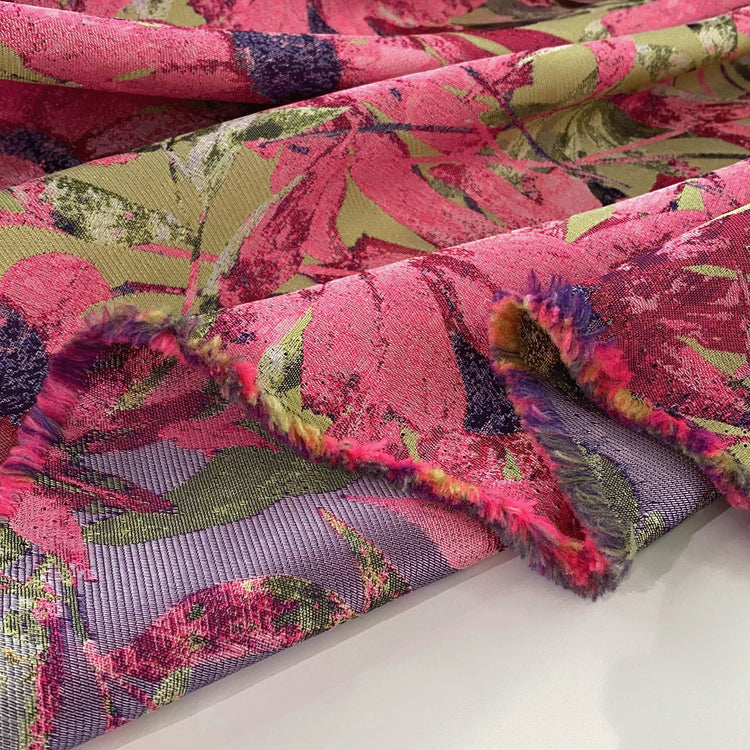 Thin-leaf Wildflower Jacquard - Lime/Hot Pink