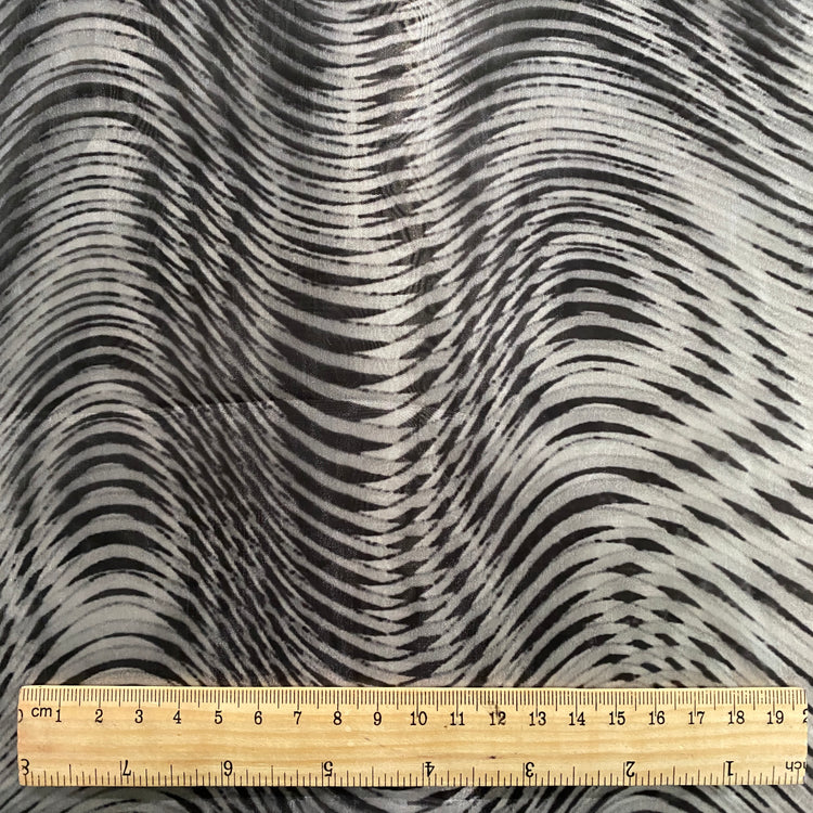 Optical Illusion Print Glass Organza - Black / White