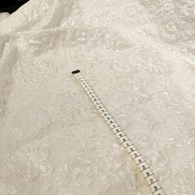 Floral Crinkle Double Weave - White/Silver