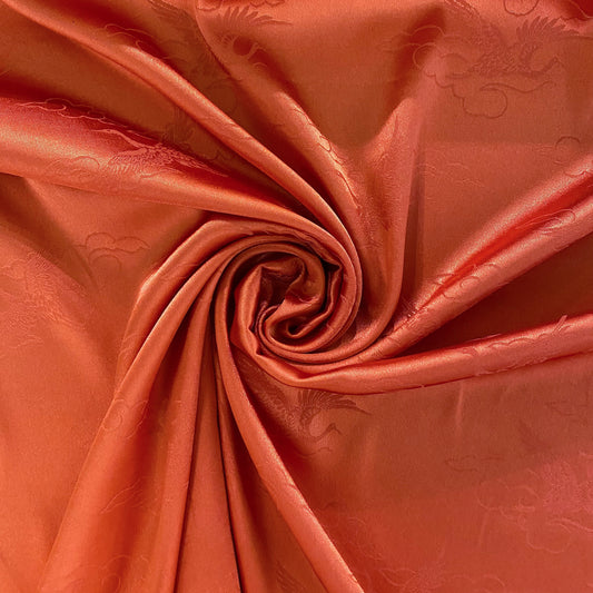 Crane Satin Poly/Silk Damask - Burnt Orange