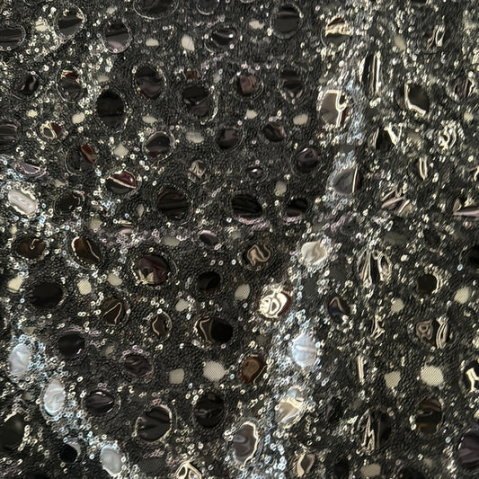 Sequinned Mirror Tulle - Black
