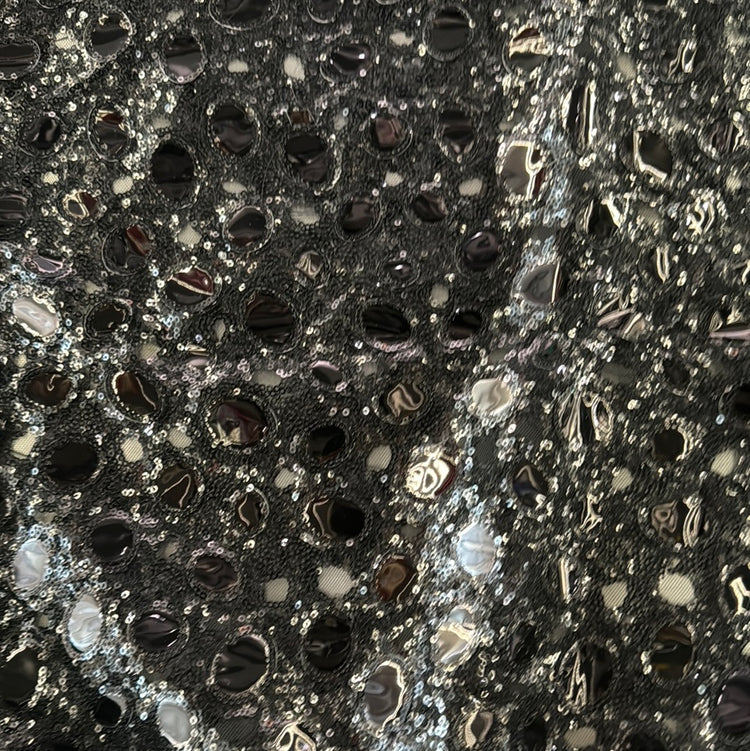 Sequinned Mirror Tulle - Black