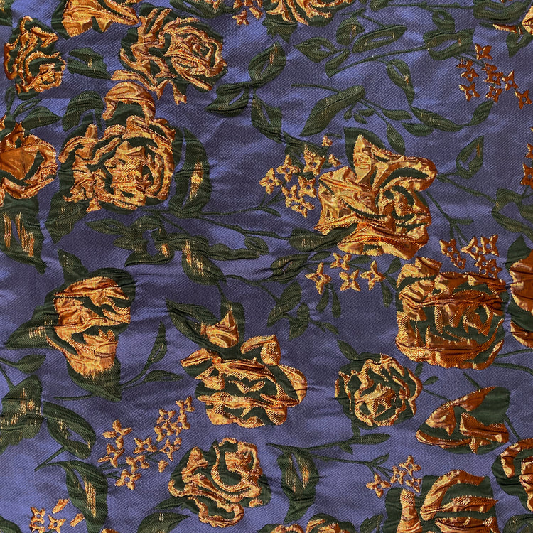 Raised Rose Vine Brocade - Metallic - Medium Orchid/Copper