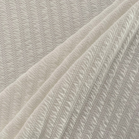 Zig-Zag Shirred Double Jersey - White