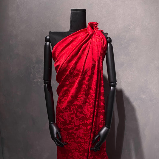 Feng Shui Satin Damask - Crimson