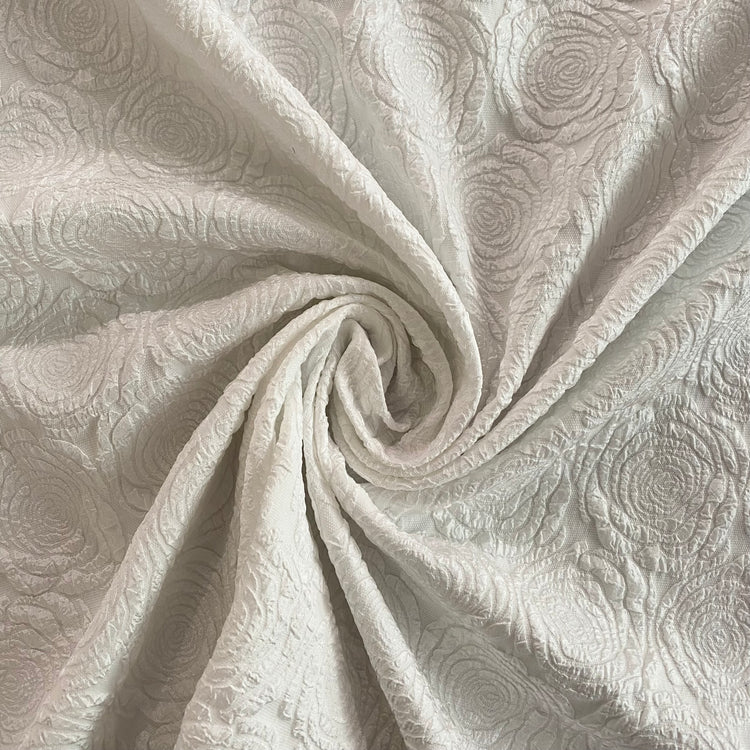 Raised Crinkle Rose Jacquard - White