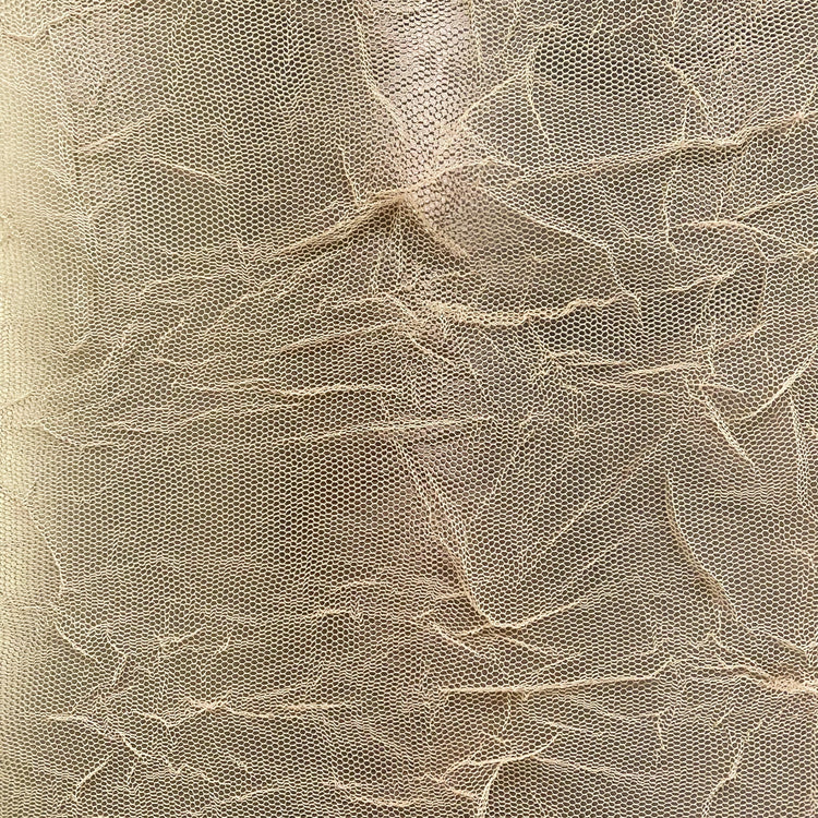 Creased Mesh Knit - Weft Stretch - Beige