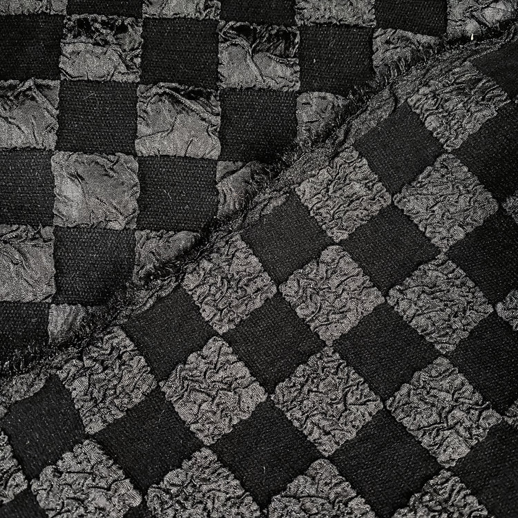 Stretch Checkered Double Weave - Black