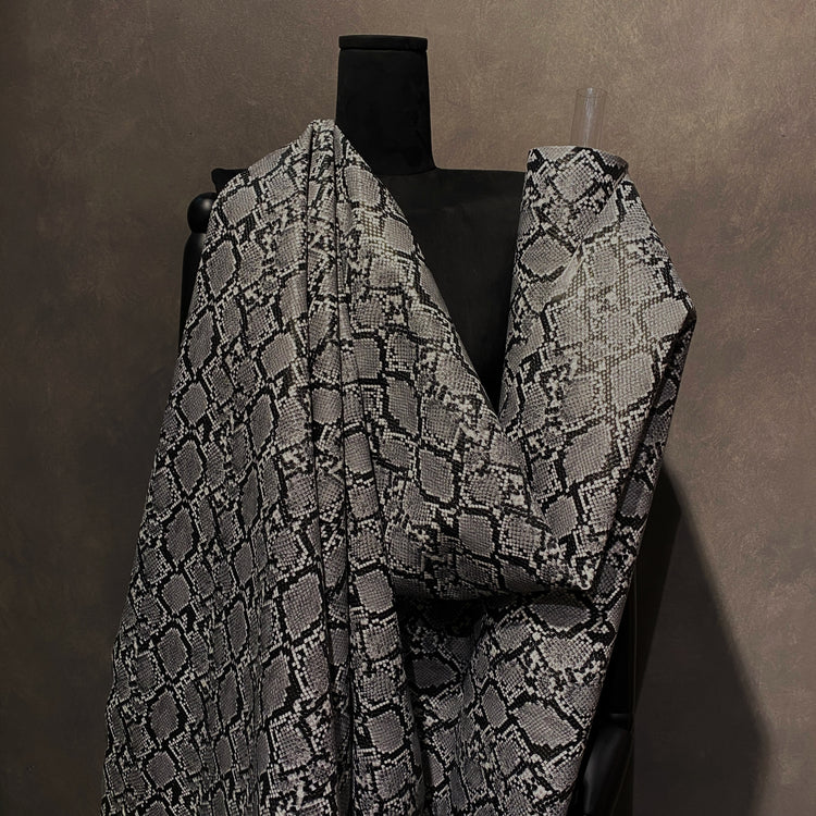 Snake Skin Faux Leather - Black / Grey / White