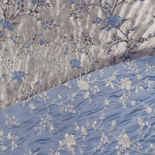 Floral Blossom Brocade - Metallic - Pale Violet/Powder Blue