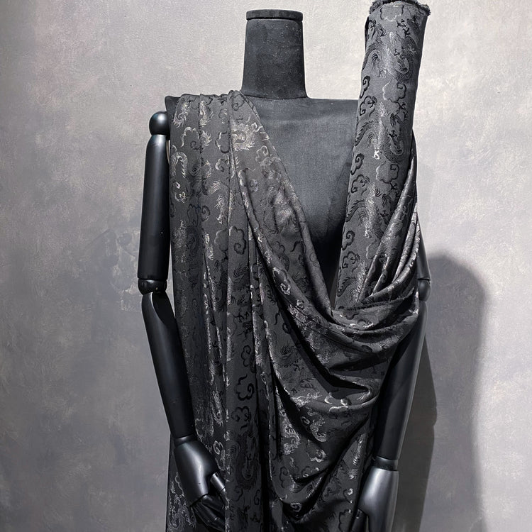 Dragon Satin Damask - Black