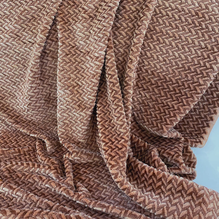 Chevron Faux Fur - Tan/Chocolate