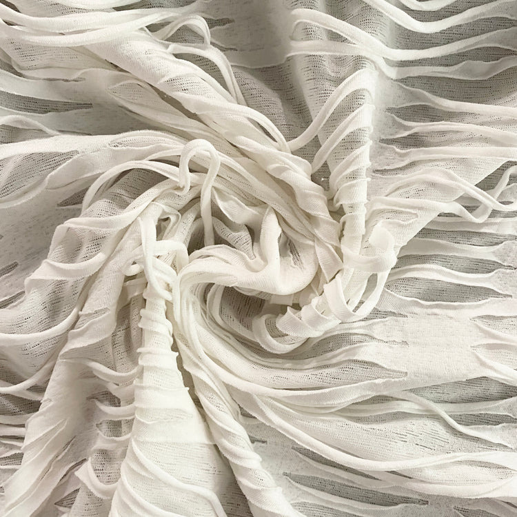 Grunge Slashed Double Knit - White