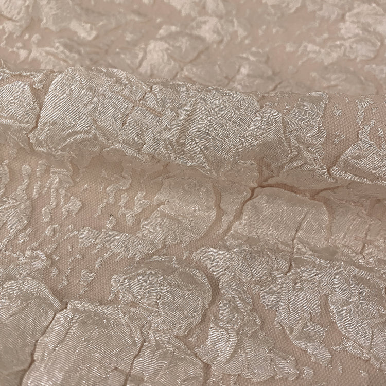 Crinkle Textured Cloqué - Tan Brown