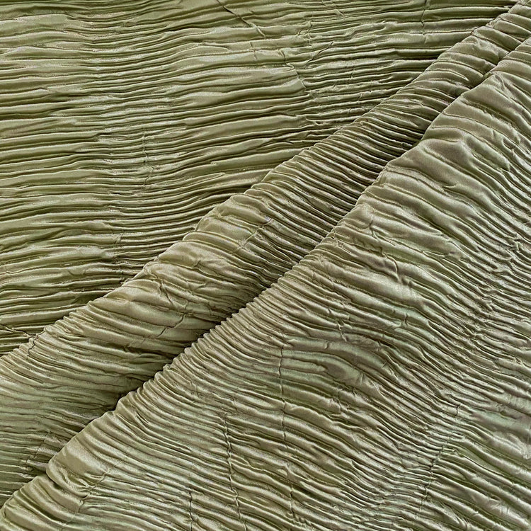 Crushed Striped Plisse Satin - Light Green