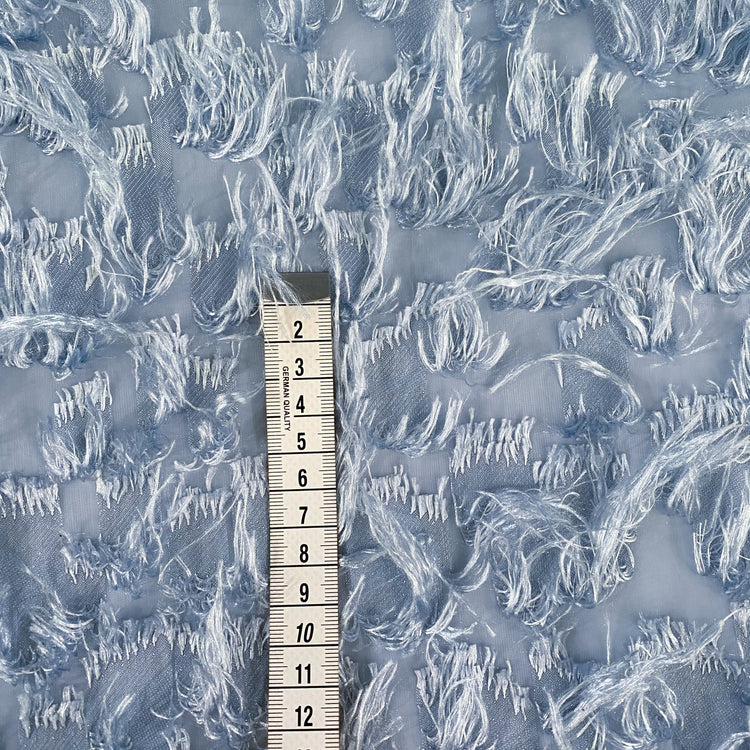 Dobby Fringed Chiffon - Light Blue
