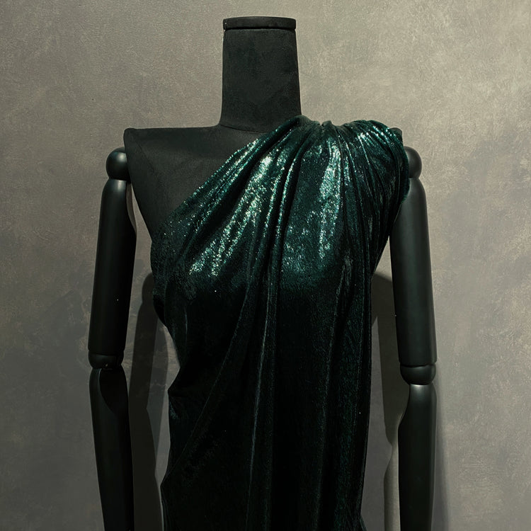 Brushed Metallic Long-pile Velvet - Dark Viridian