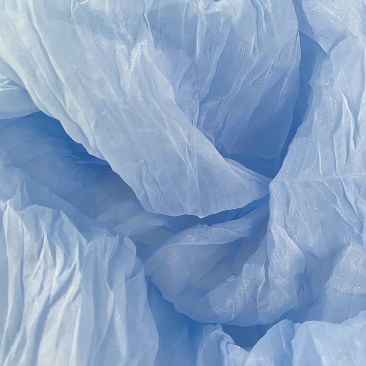 Semi-sheer Plisse Organza - Light Blue