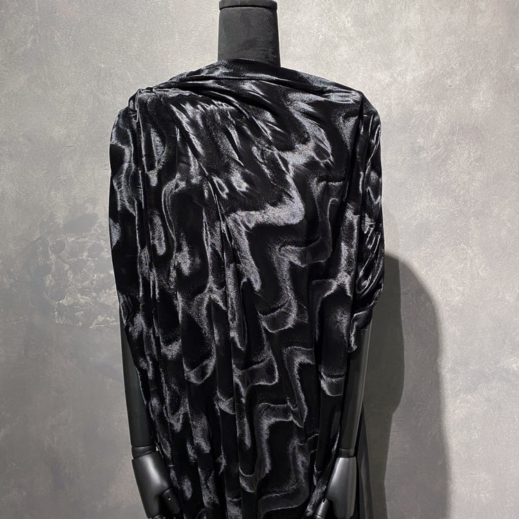 Striped Wave Plush Stretch Velvet - Black