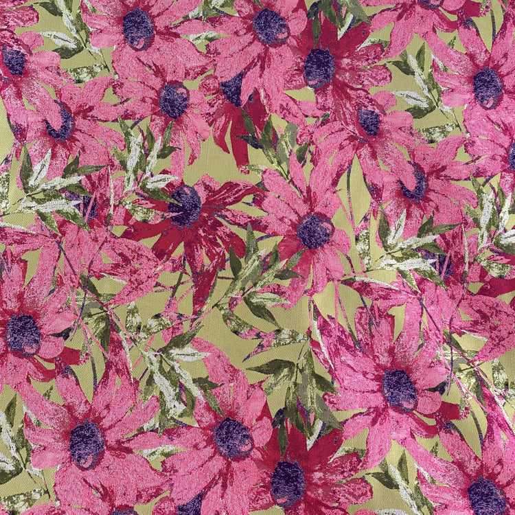Thin-leaf Wildflower Jacquard - Lime/Hot Pink