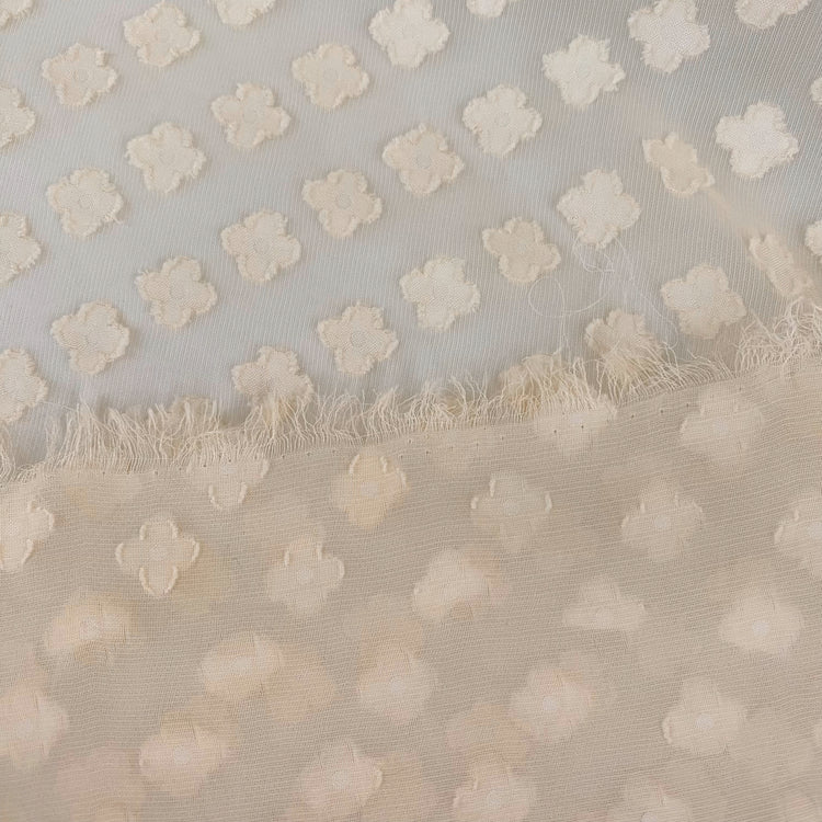 Floral Appliqué Chiffon - Antique White
