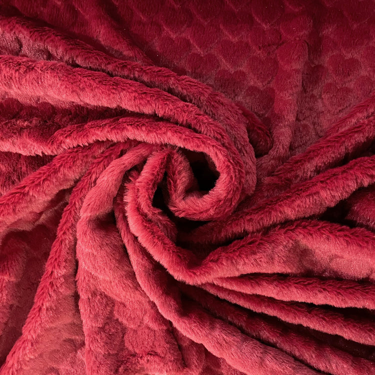 Heart Scaled Faux Fur - Short Pile - Red
