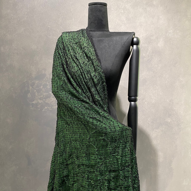 Boucle Knit Squiggle Appliqué Backing - Black/Green