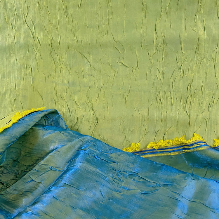 Creased Shot Taffeta - Lawn Green/Blue