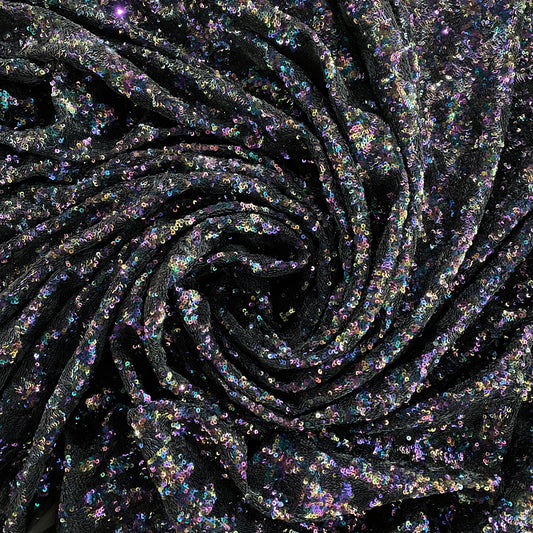 Quarter Square Triangle Micro Sequin - Iridescent / Black