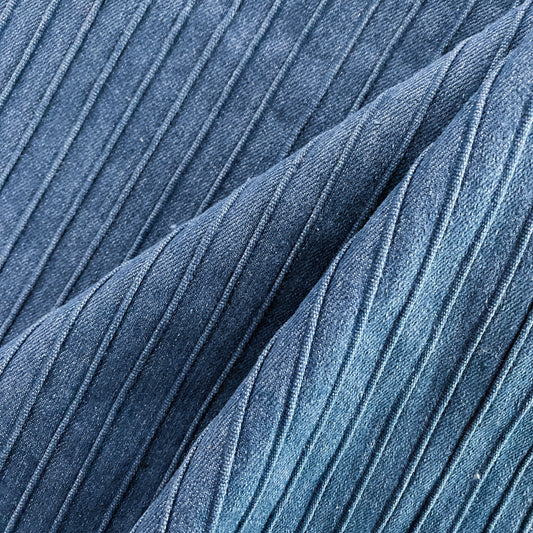 Elastic Ribbed Denim - Blue