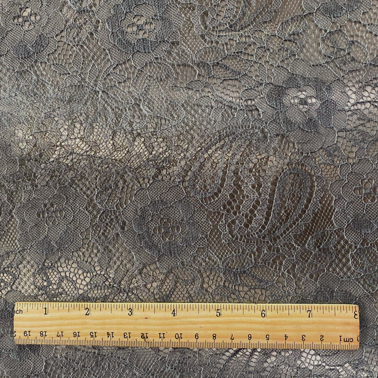 Stiffened Paisley Floral Lace - Medium Grey