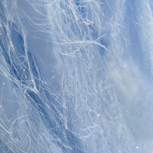 Fringe Striped Sheer Gauze - Light Blue