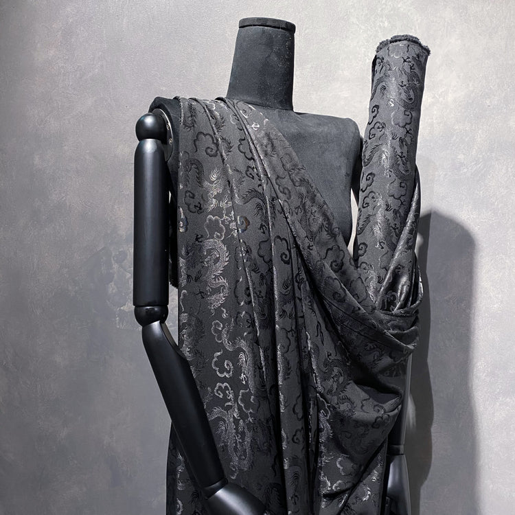 Dragon Satin Damask - Black