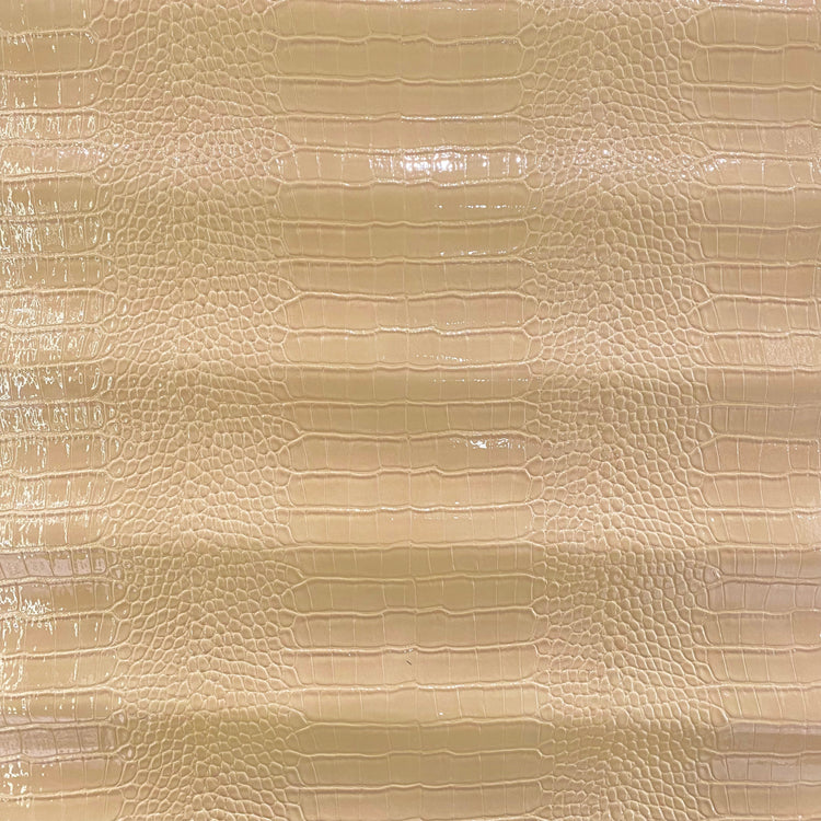 Patent Crocodile Faux Leather - Large Pattern - Wheat