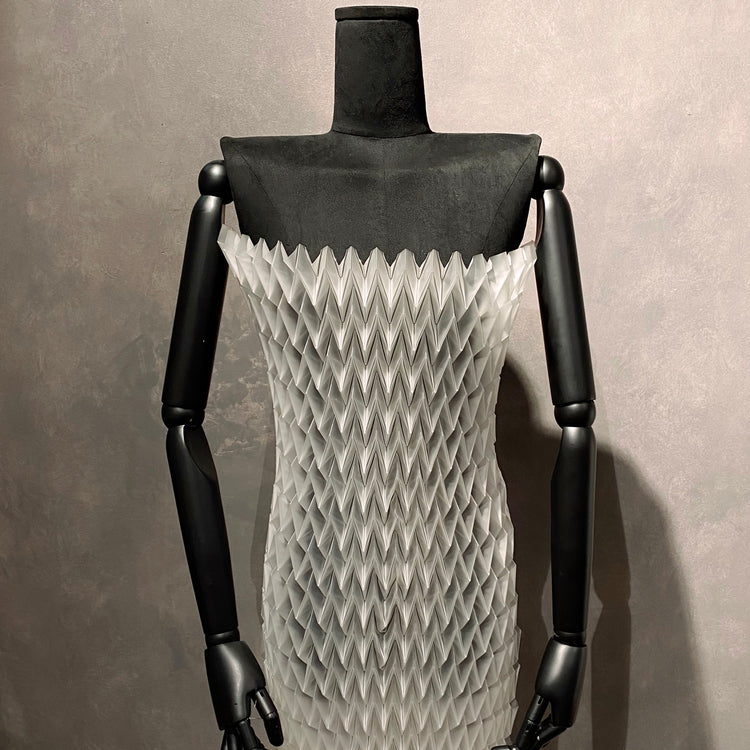 Chevron Pleated Translucent PVC - White