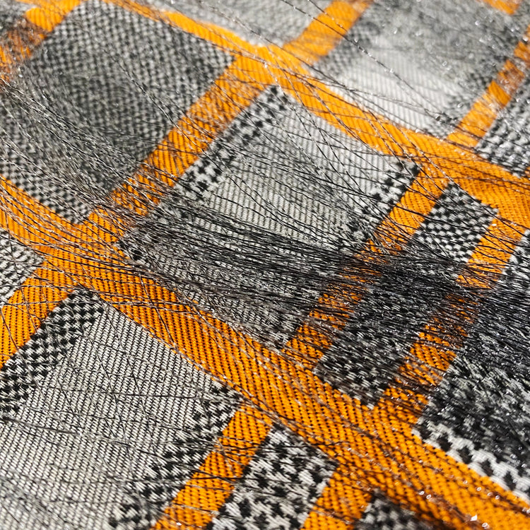 Long Yarn Float Glen Plaid Dobby - Black / Grey / Orange