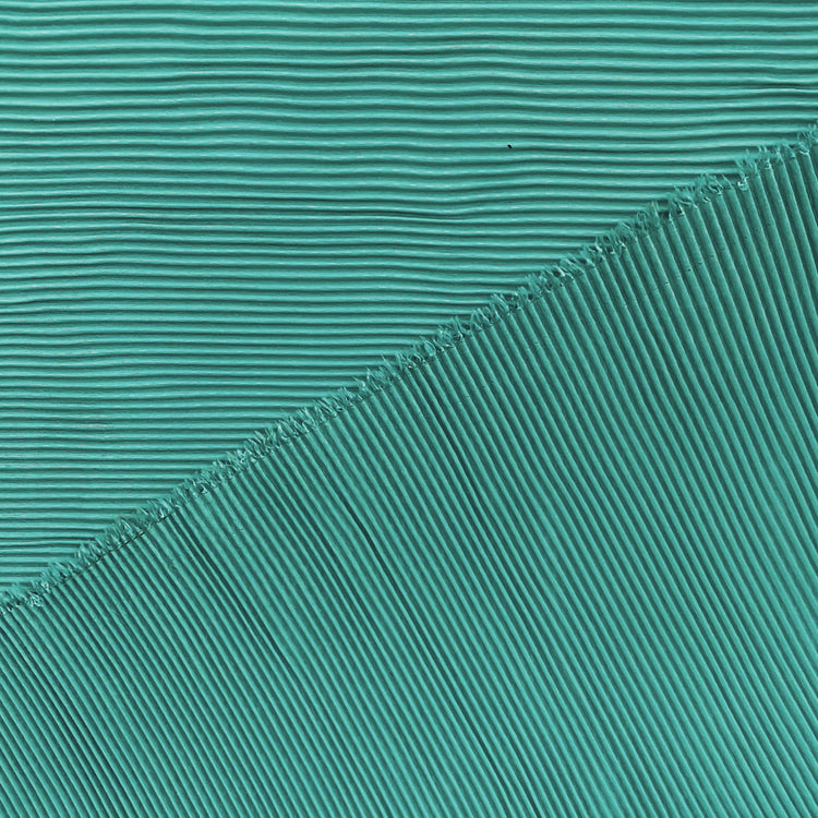 (Remnant) Accordion-Pleated Taffeta - Mid-Turquoise - 1.90m