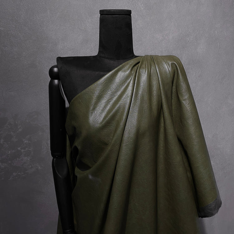 Wrinkle Grain Faux Leather - Dark Olive Green