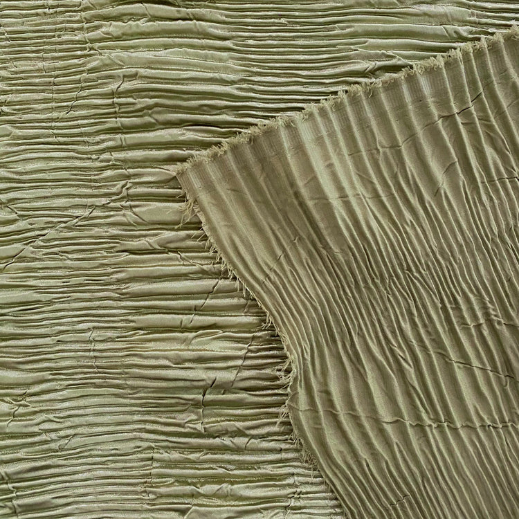 Crushed Striped Plisse Satin - Light Green