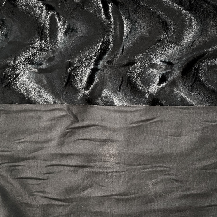 Striped Wave Plush Stretch Velvet - Black