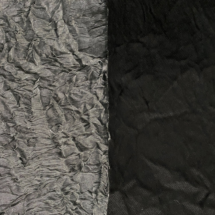 Bonded Plisse Metallic Satin - Dark Silver Grey