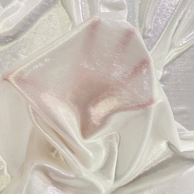Brushed Metallic Long-Pile Velvet - Creamy White