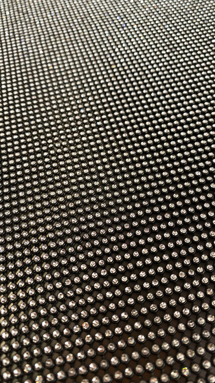 Rhinestone Mesh - Black/Clear Gems