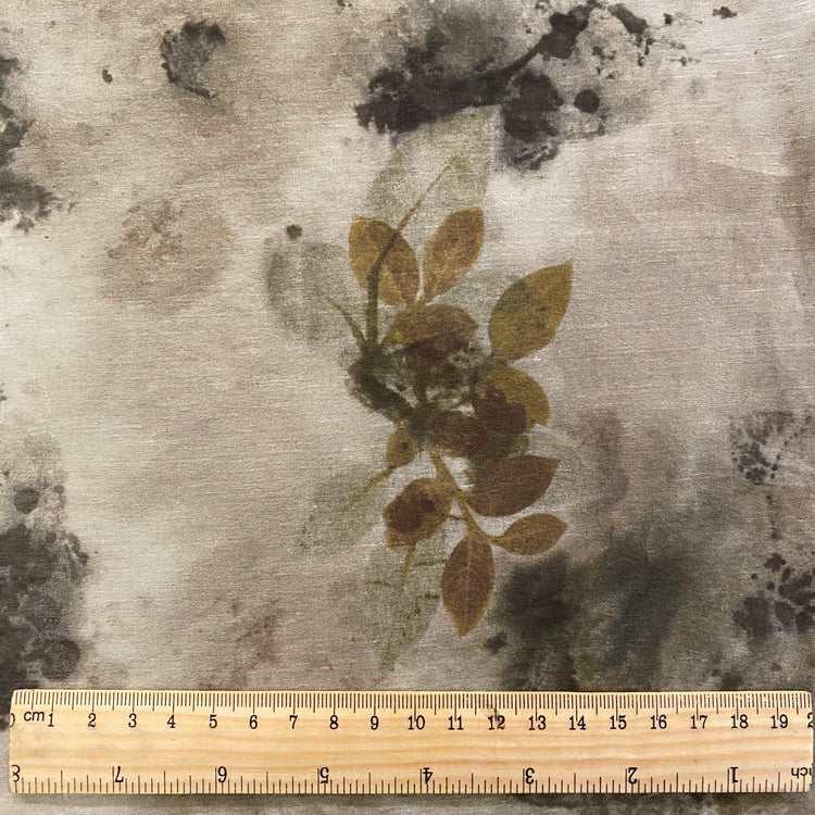 Botanical Digital Ecoprint Cotton Blend Voile - Smoke / Dark Grey