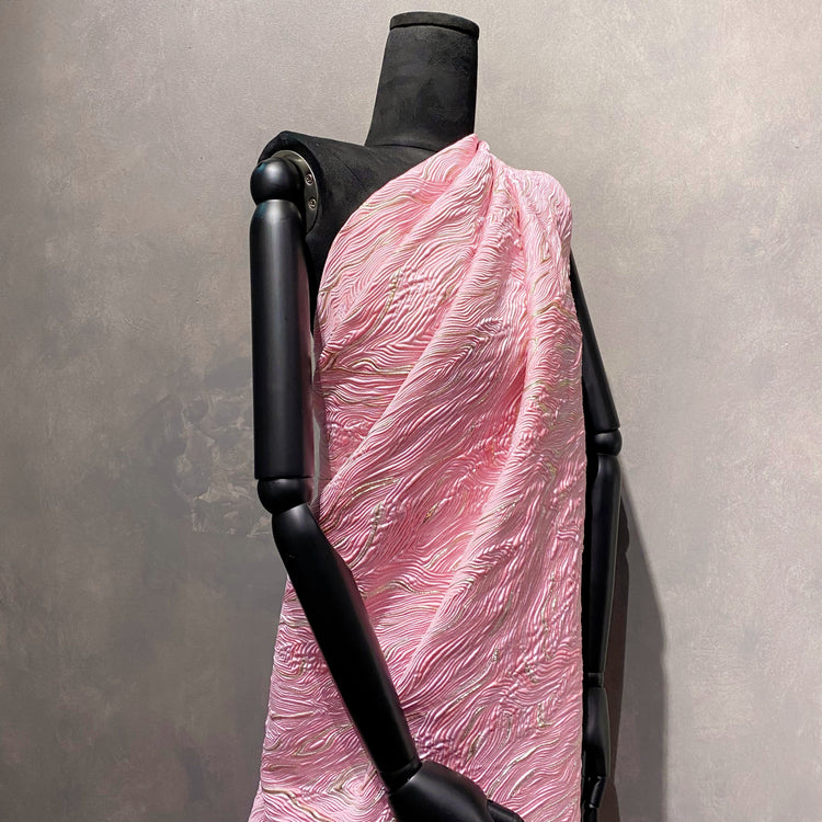 Contour Wave Brocade - Pink/Silver Metallic